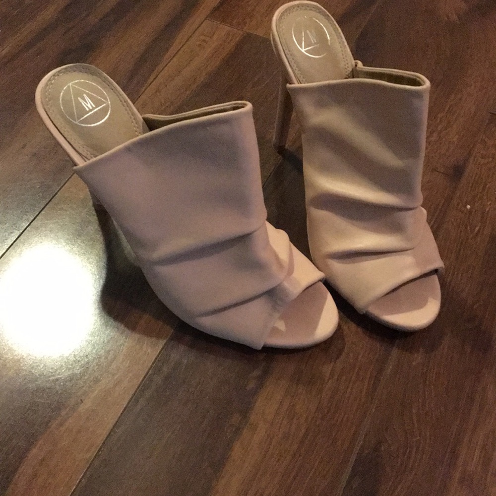 Nude booties. Open toe. Worn once
